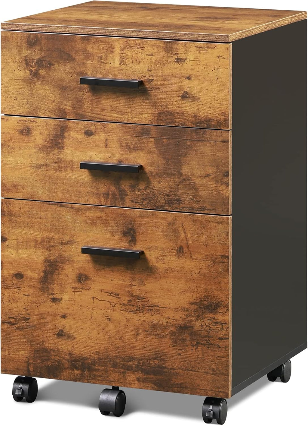 Rustic Brown 3 Drawer Wood Mobile File Cabinet P95241