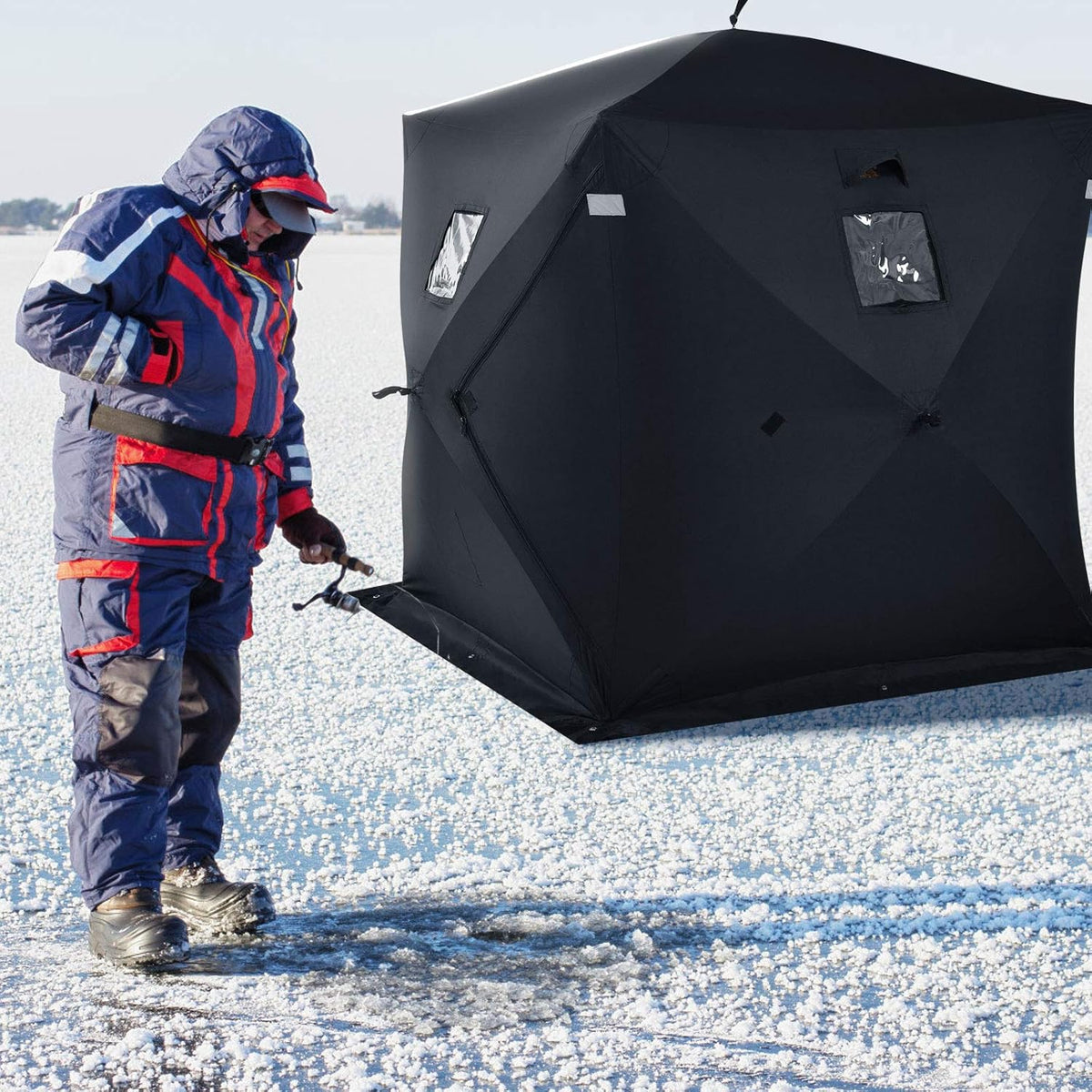 Pop-up Waterproof 2-Person Ice Fishing Tent with Carry Bag F4607