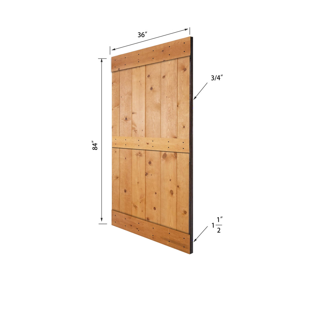 Paneled Wood Barn Door with Installation Hardware Kit L66074