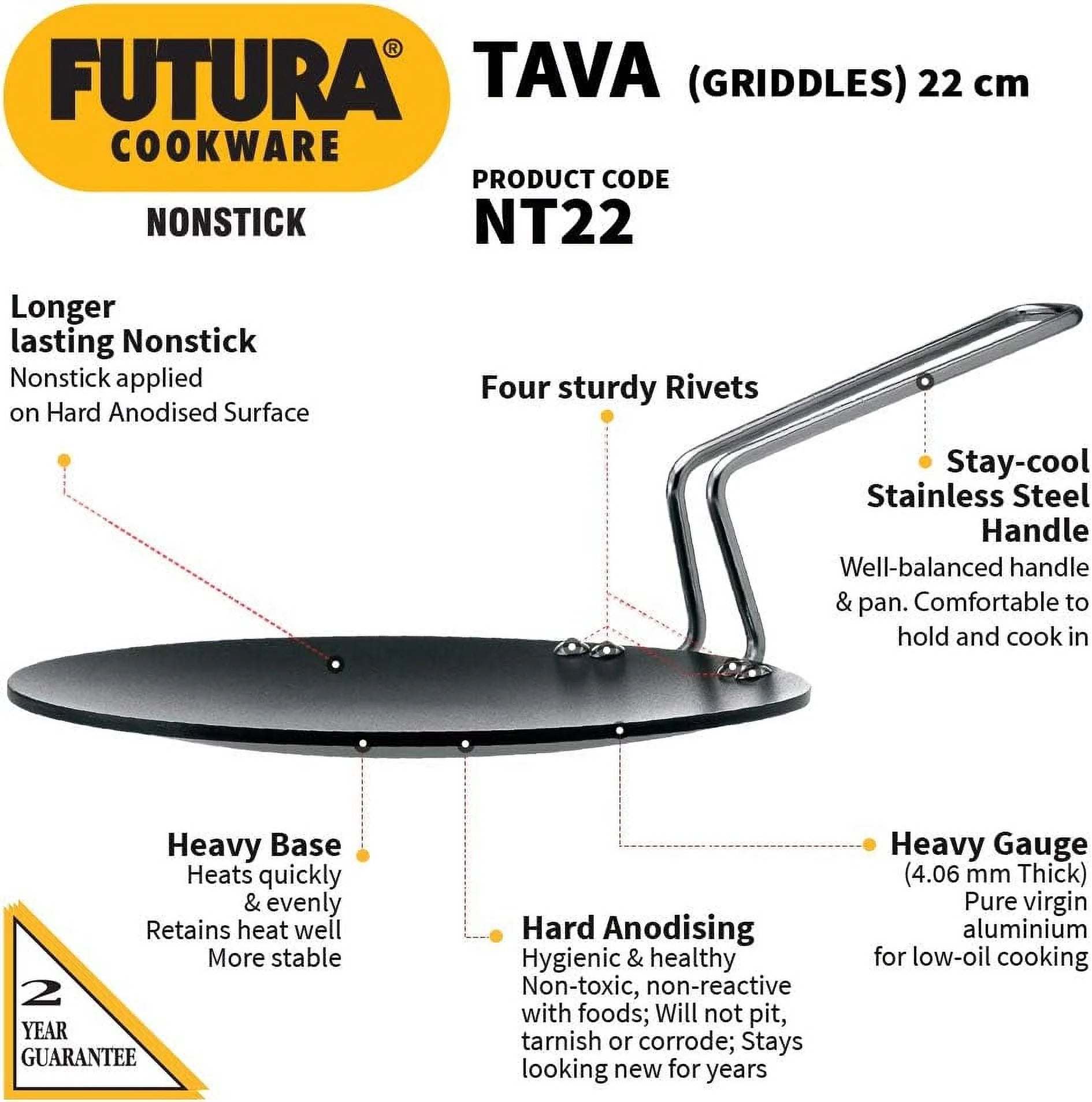 Concave Tava Griddle with Steel Handle, 8.5-Inch M4926