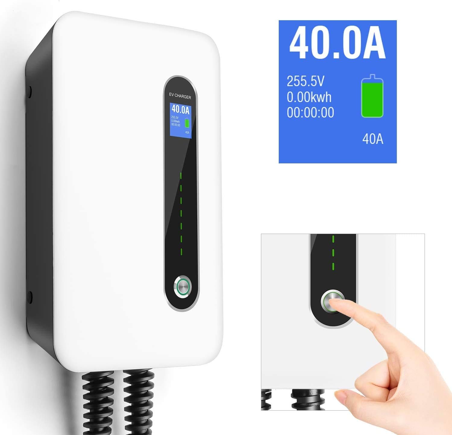 40 Amp Level 2 EV Wall Charging Station, 25 ft Plug-in M9825