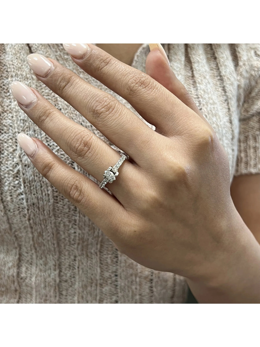 14K White Gold Diamond Accented Engagement Ring F794