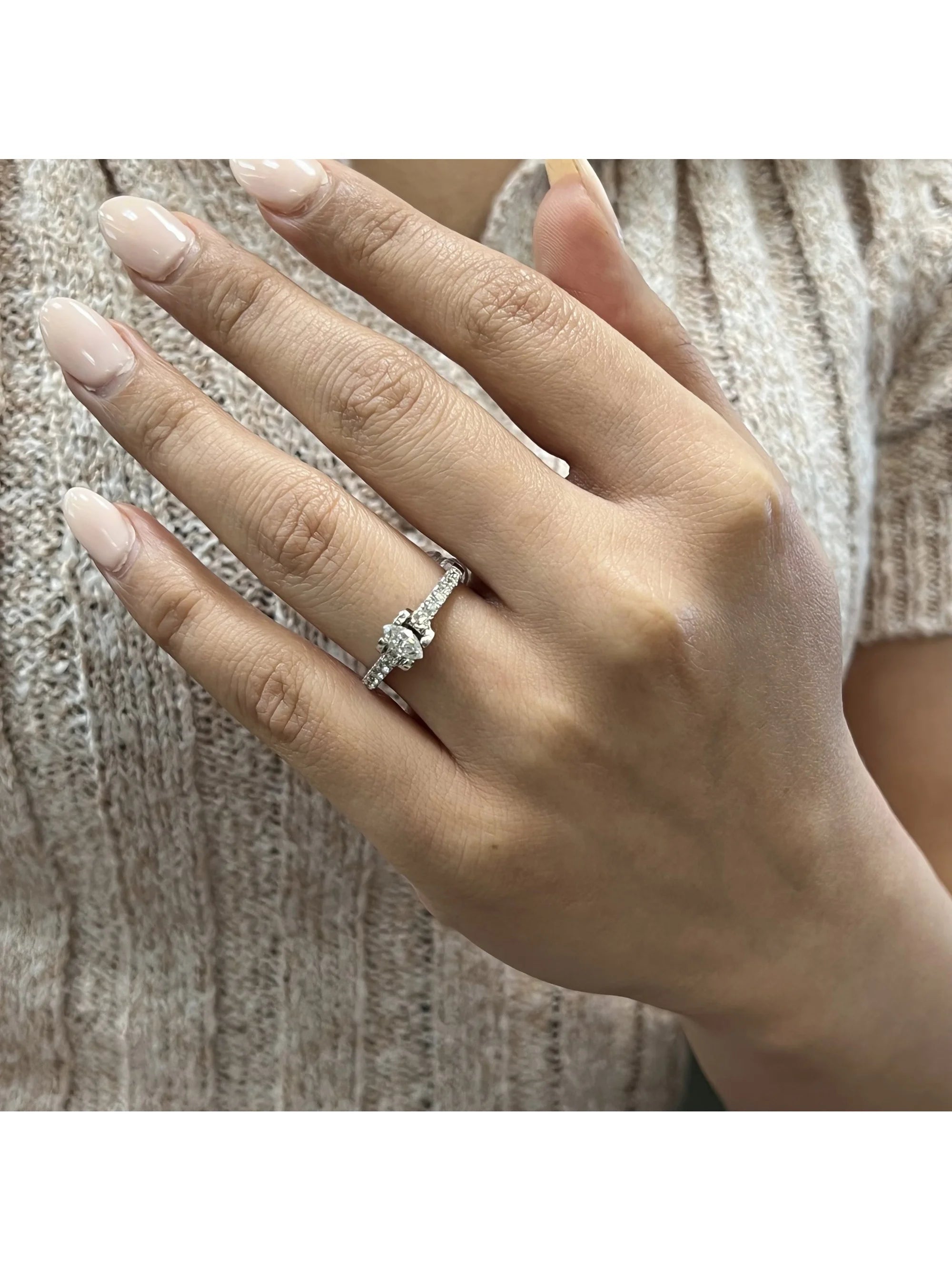 14K White Gold Diamond Accented Engagement Ring F794