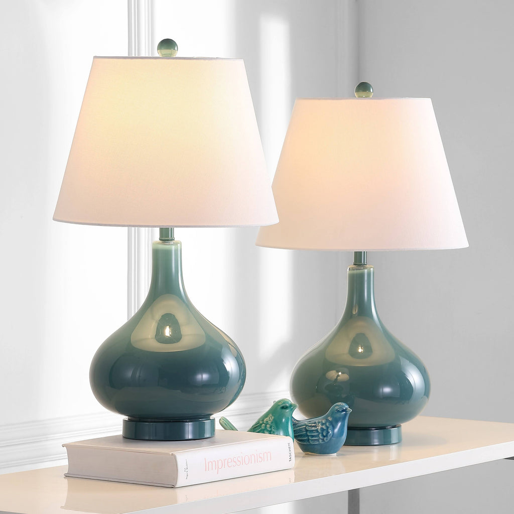 Marine Blue Glass Lamp Set of 2 W303