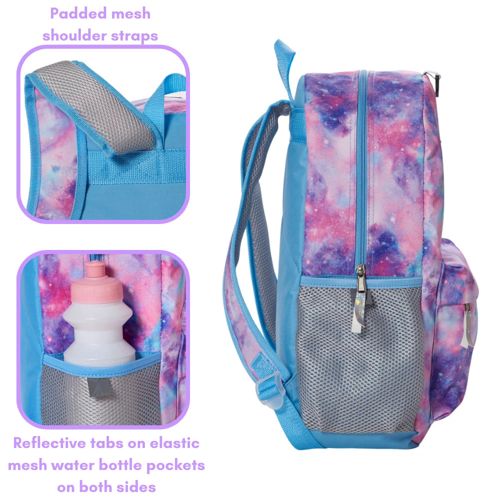 16 inch Light Pink 6 Piece Backpack Set with Lunch Box and Water Bottle U464