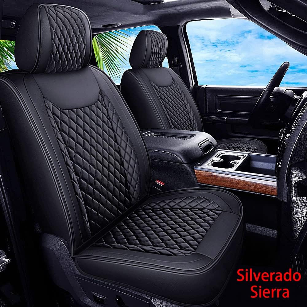 Seat Covers for Chevy Silverado GMC Sierra Pickup, 2007-2022 1500 2500HD 3500HD Crew Double Extended Cab C47146