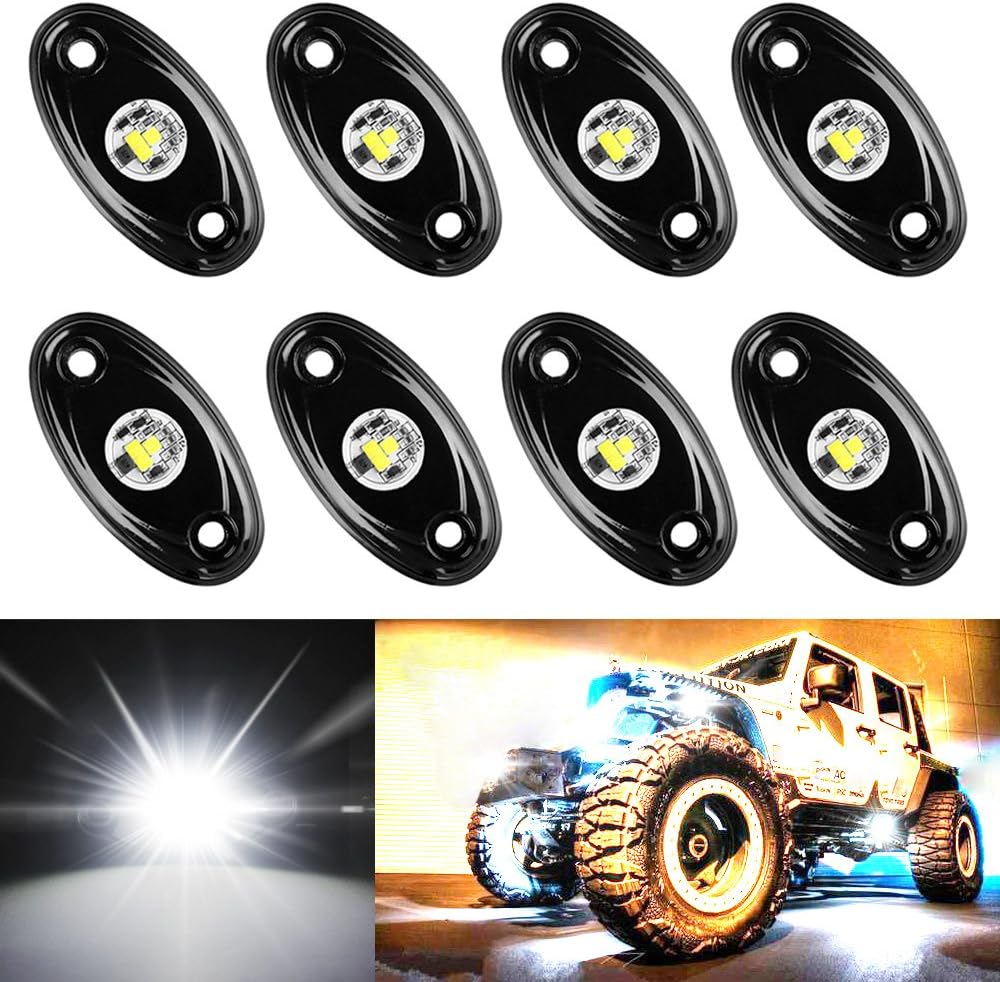 8 Pods Red LED Rock Lights Kit Waterproof Underglow for Jeep Off Road Trucks Car ATV SUV Vehicle Boat Pack of 2 V954270