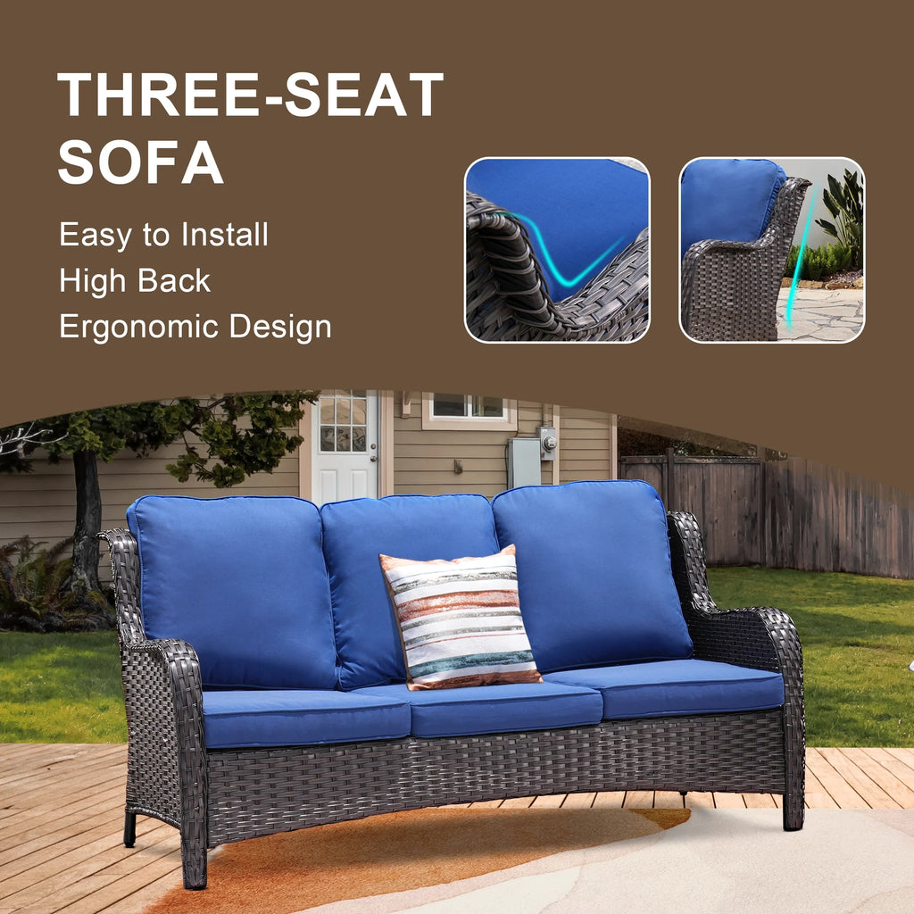 2 Pieces Outdoor Patio Wicker Sectional with Loveseat L595092