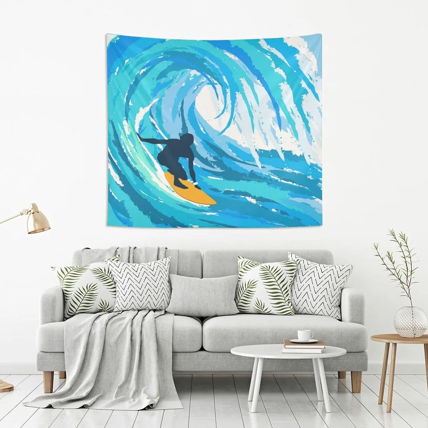 Watercolor Surfing Tapestry Wall Hanging 90" x 60" G234135