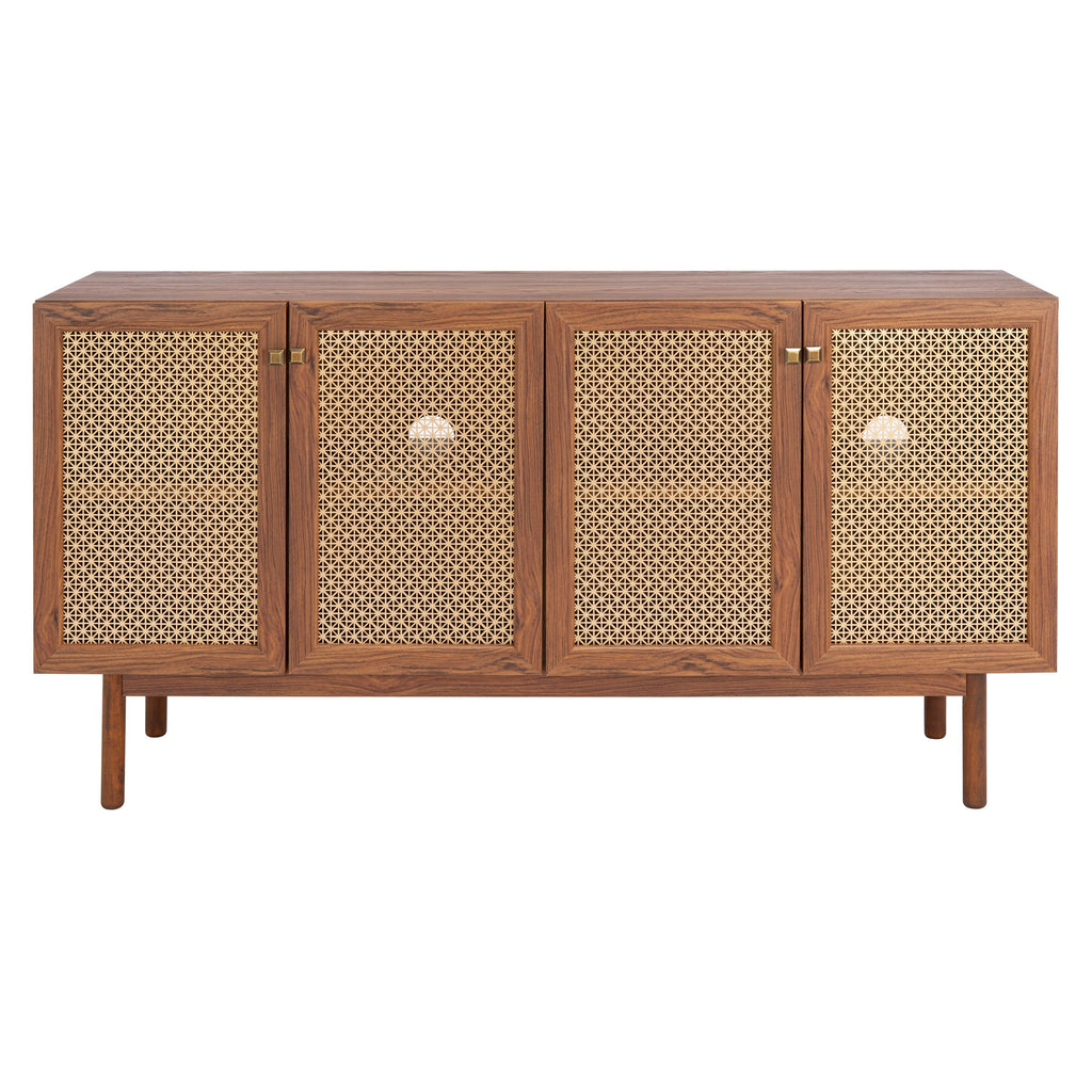 4 Door 2 Shelf Media Stand Oak Q157582