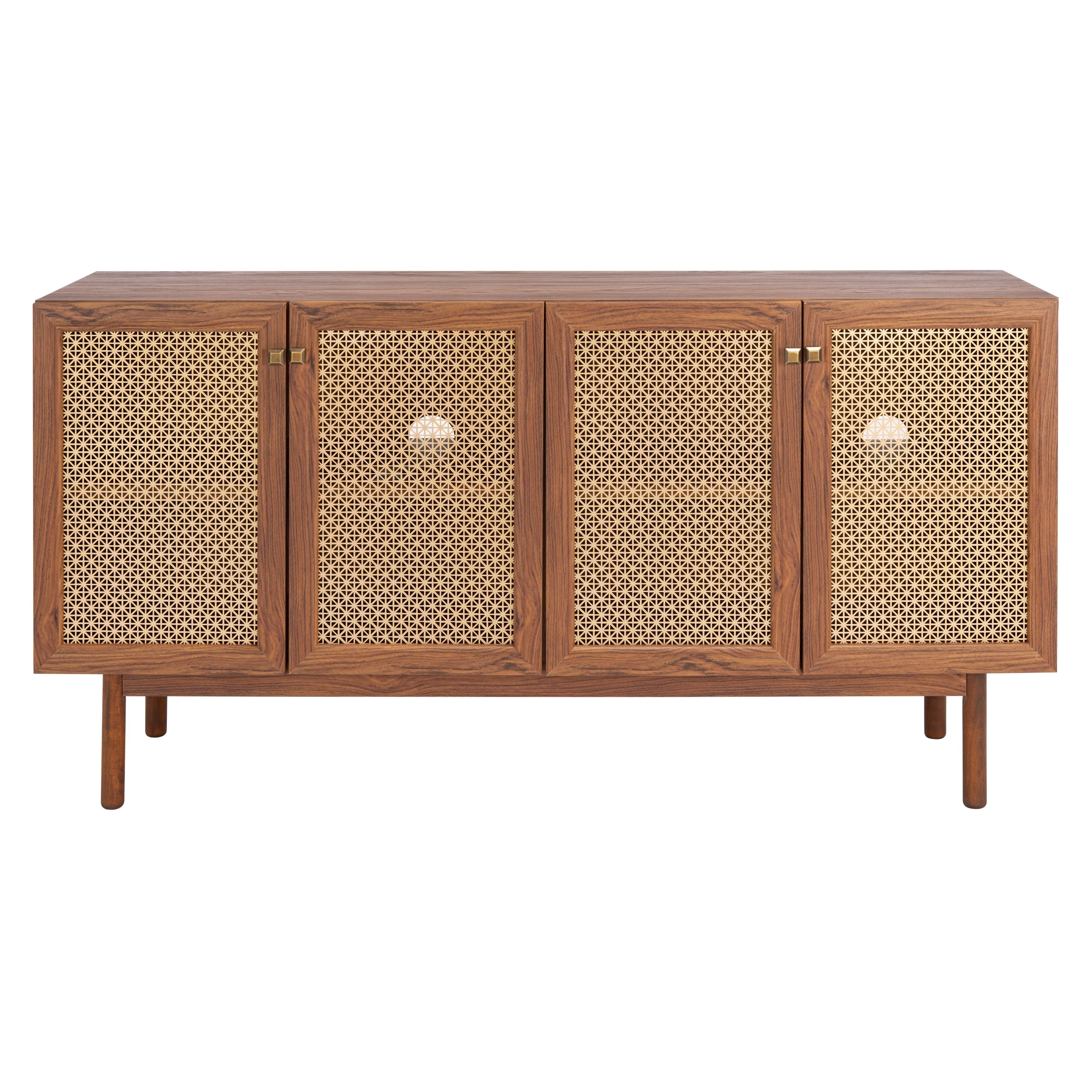 4 Door 2 Shelf Media Stand Oak Q157582