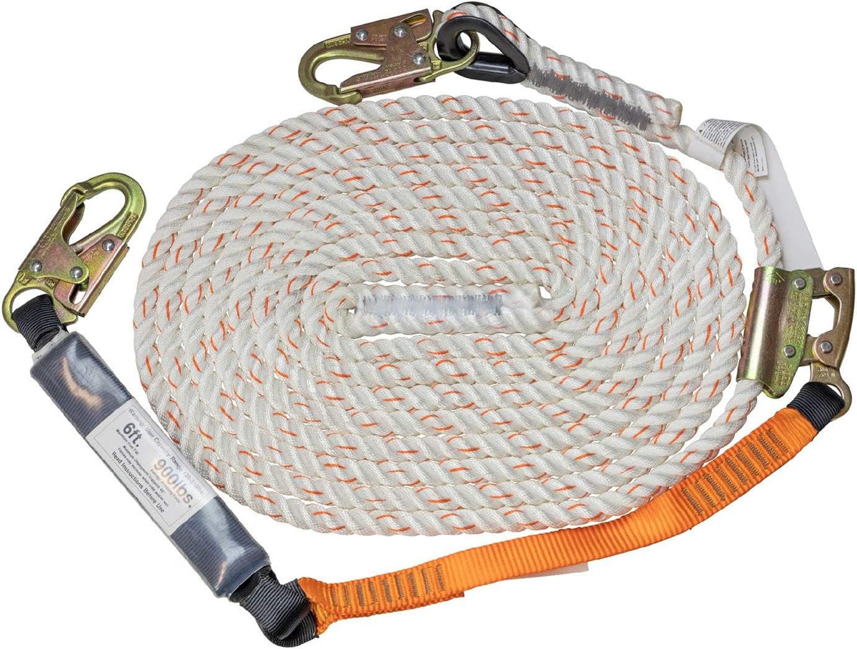 100’ Vertical Lifeline Assembly with Shock Absorber and 18” Extension Lanyard X695