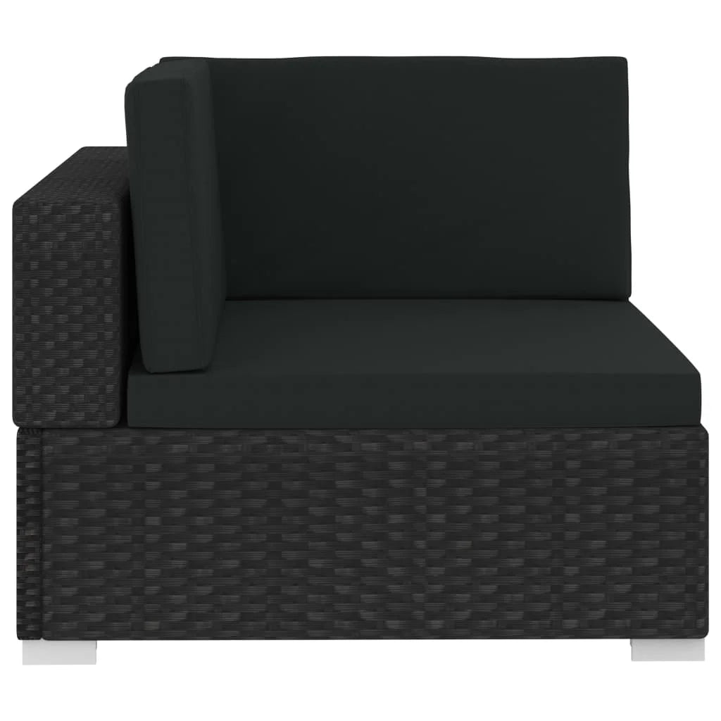 Black Poly Rattan Patio Sofa Set with Cushions Q108