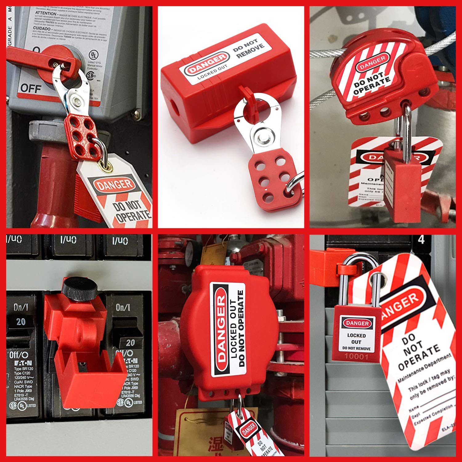 10 PCS Universal Single Pole Clamp Lockout Tagout Kit L7107