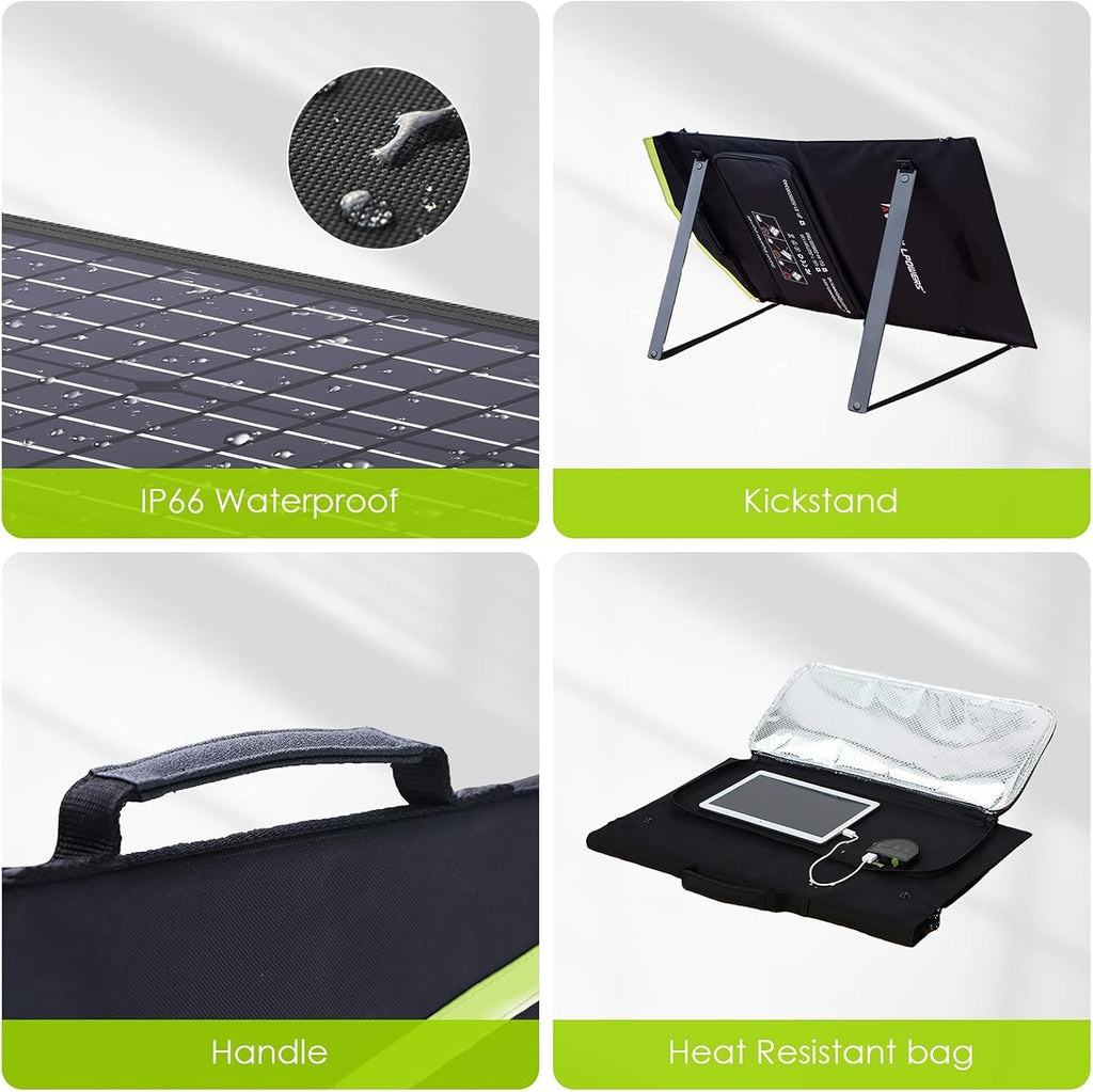 60W Foldable Monocrystalline Waterproof IP66 Portable Solar Panel W72462