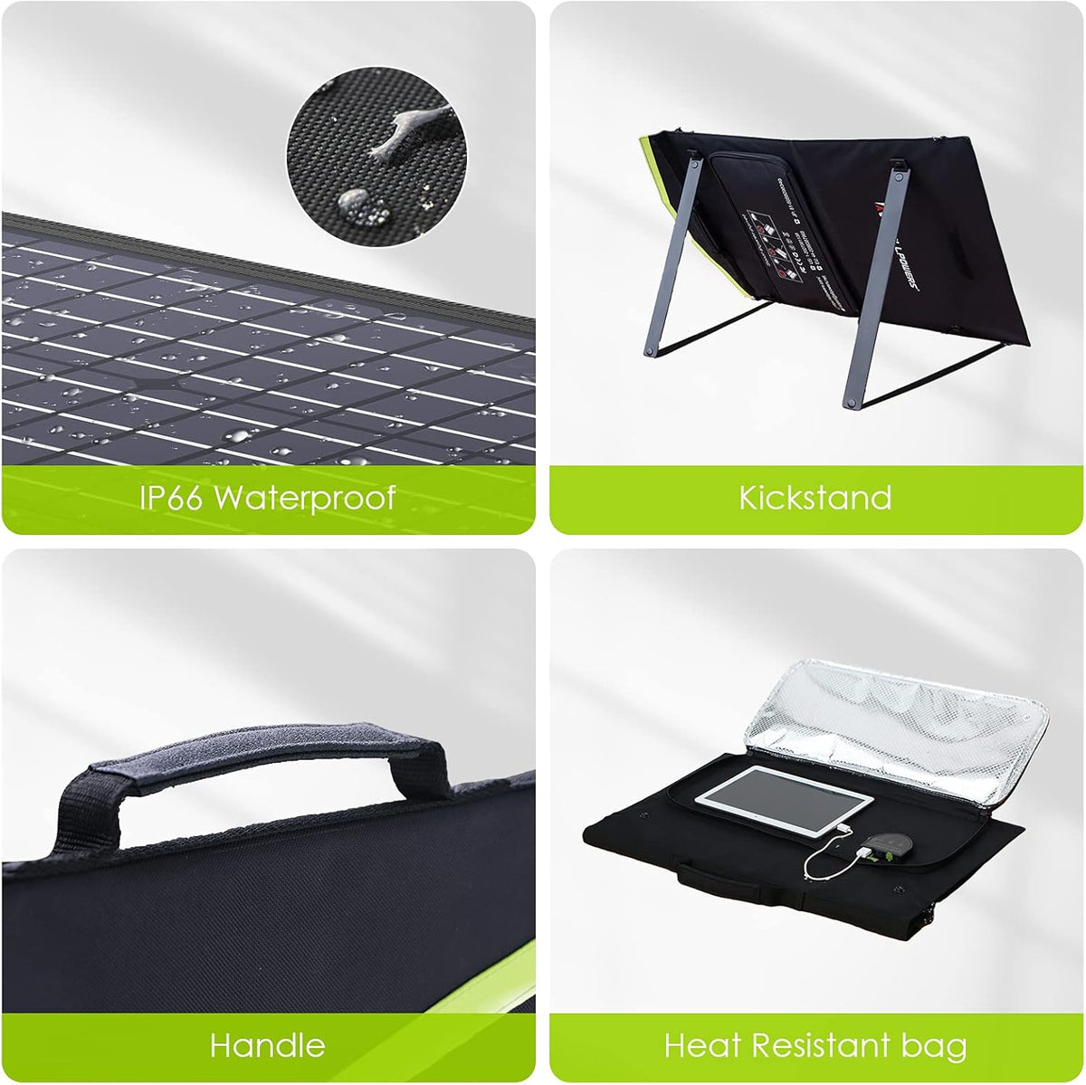 60W Foldable Monocrystalline Waterproof IP66 Portable Solar Panel W72462