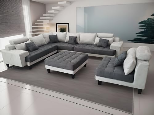Black Microfiber Fabric Sectional Sofa T4171
