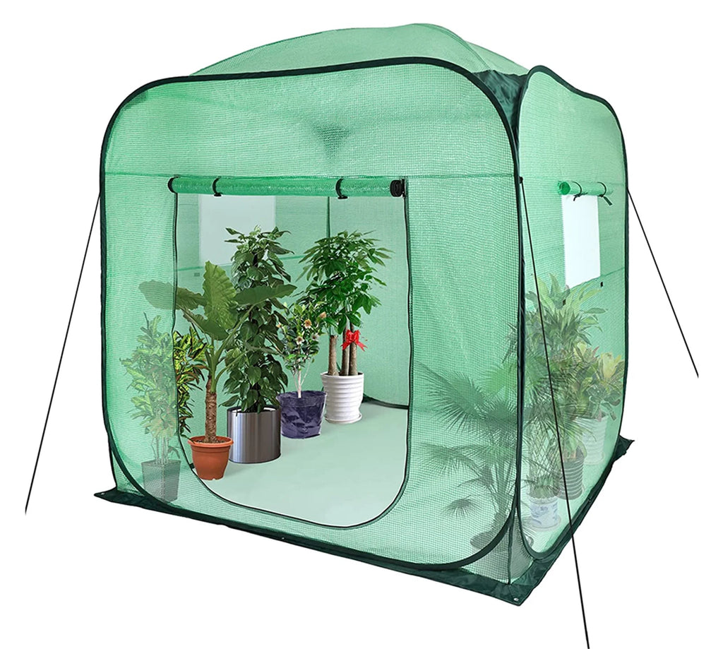 Pop-Up Plant Greenhouse with Roll-up Zipper Entry Doors and Windows G7171