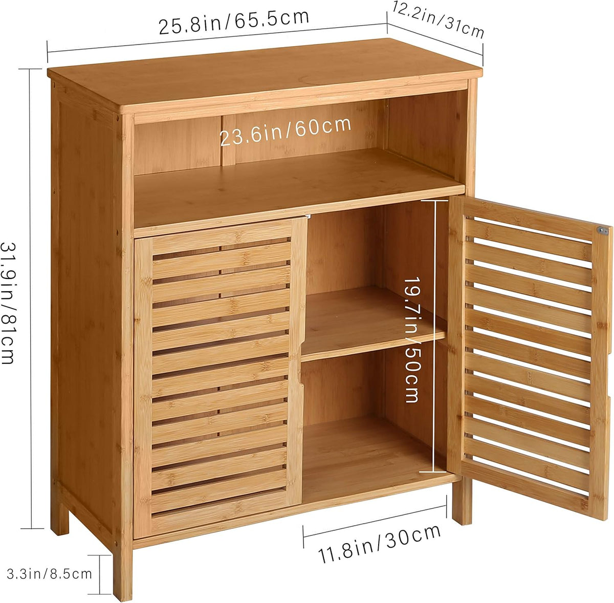Bamboo Bathroom Storage Cabinet with Door and Shelves F455