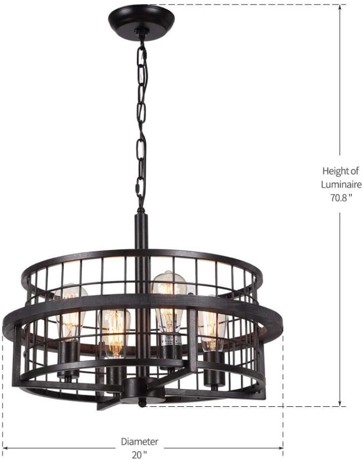 Farmhouse Chandelier Round Drum Shade Chandelier P4197