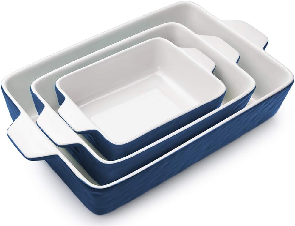 3 PCS Rectangular Ceramic Glaze Baking Dish Set R86874