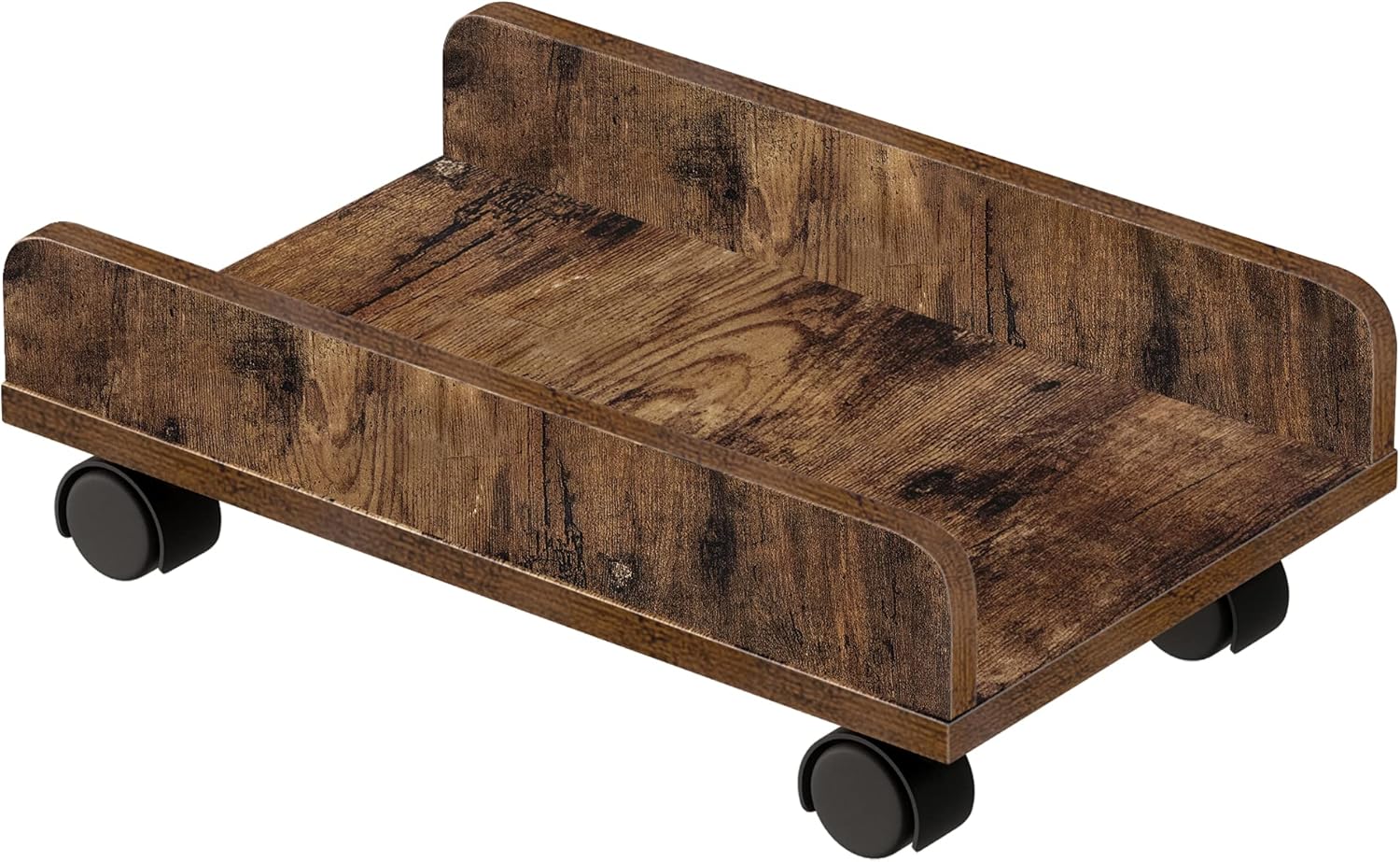 Rustic Brown CPU Stand Cart with 4 Caster Wheels H9145