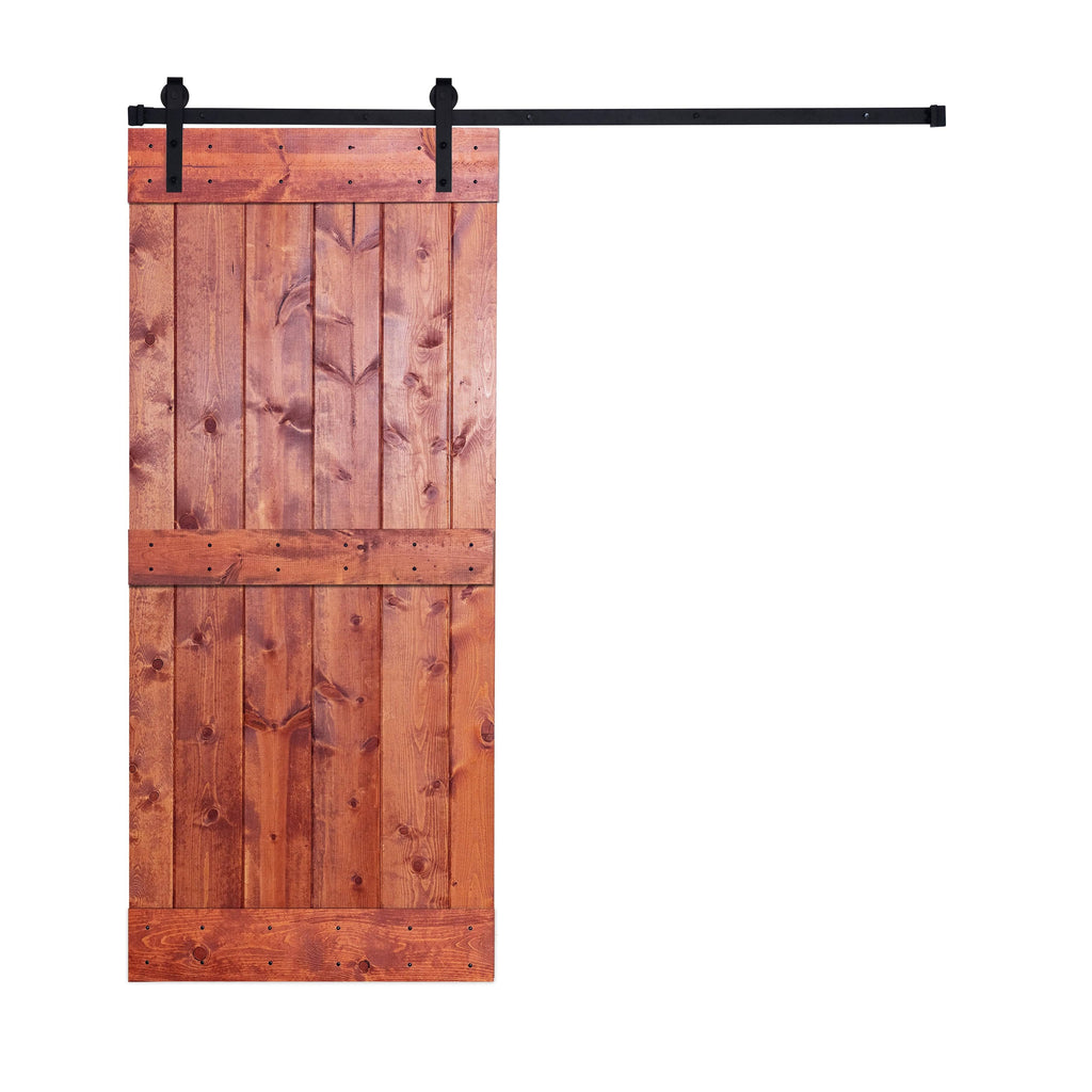 Paneled Wood Barn Door with Installation Hardware Kit L66074