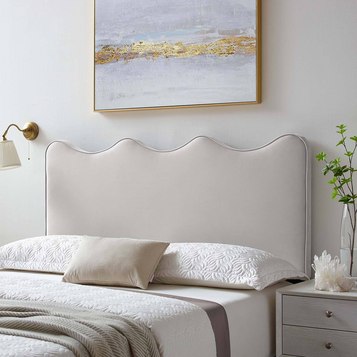 Light Gray Velvet Headboard King/California King J752259