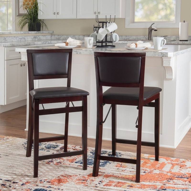 Dark Brown Folding Counter Stool V9371
