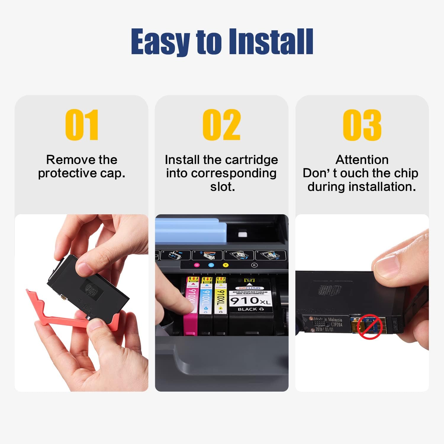 910 XL Ink Cartridge Replacement for HP 910XL OfficeJet Pro Printer (Black, Cyan, Magenta, Yellow) E928
