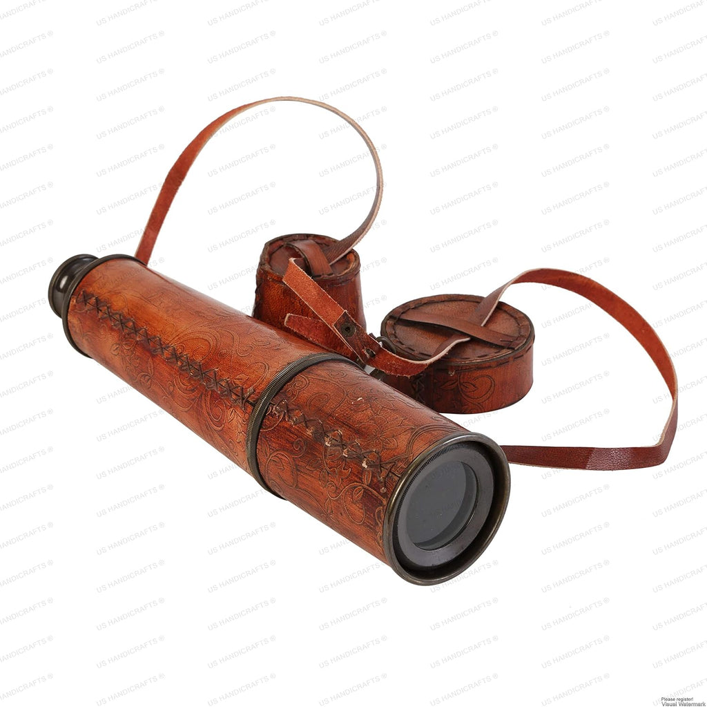 Brass Handmade Telescope with Spy Glass & Leather Case N12147