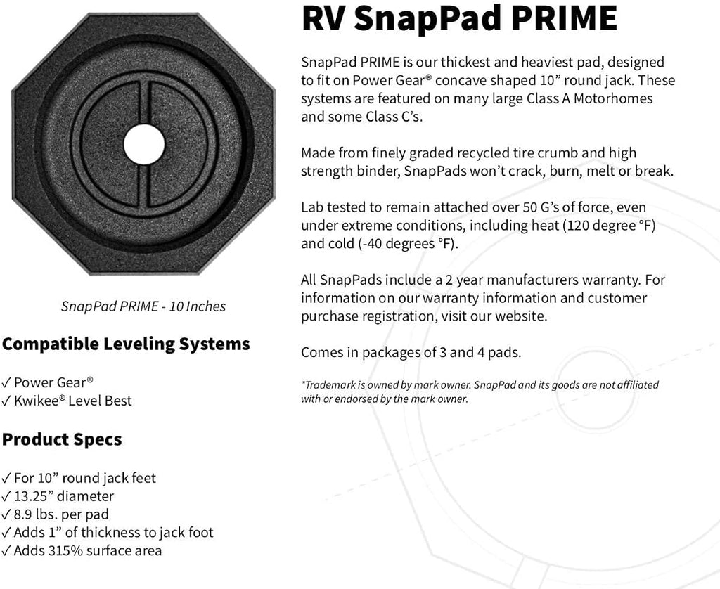 RV Leveling Jack Pad for 10 inch Round Landing Feet Pack of 2 V50030