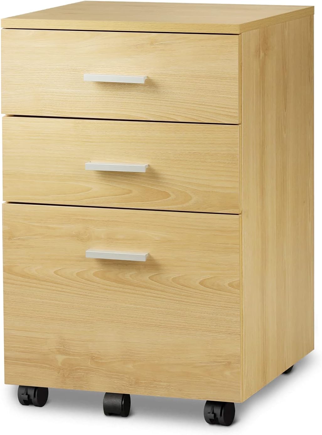 Rustic Brown 3 Drawer Wood Mobile File Cabinet P95241