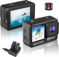 Action Camera 4K 24MP 2.0 Touch LCD Dual Screen Waterproof Sports Video Recorder 2 Batteries Accessories Kit Pack of 2 Q125