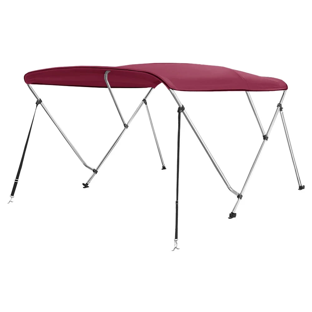 Burgundy 3 Bow Bimini Top Boat Cover 46" High 79"-84" Wide 6' L with Rear Poles J80014