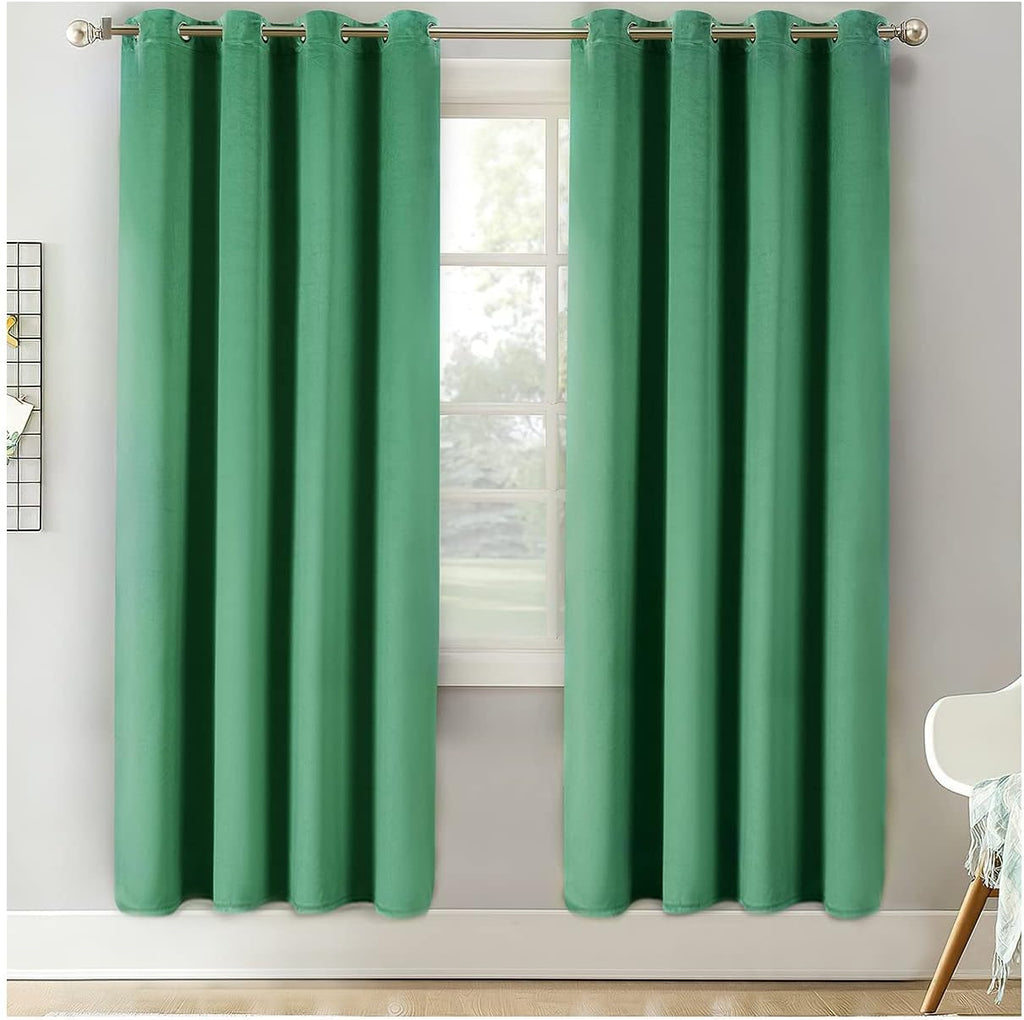 Grey Velvet Blackout Curtains 108 Inches Length 3-Layer Thermal Insulated Grommet Drape 2 Panels X459920