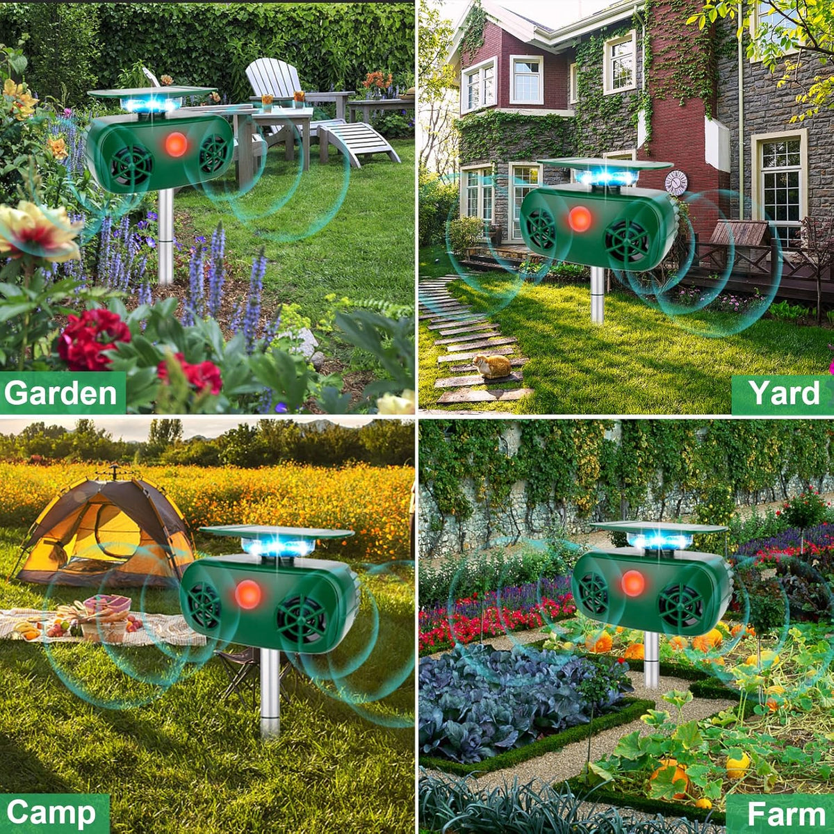 Ultrasonic Solar Powered Animal Repellent with Motion Sensor A558208