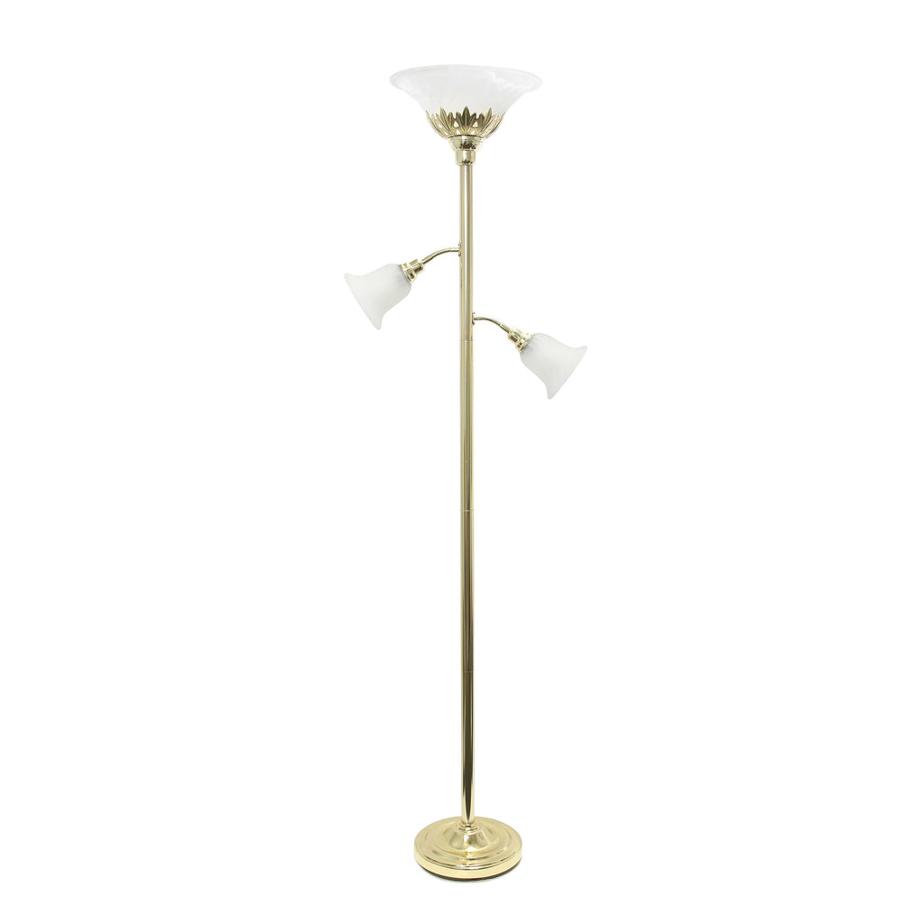 3 Light Floor Lamp with Scalloped Glass Shades V79568