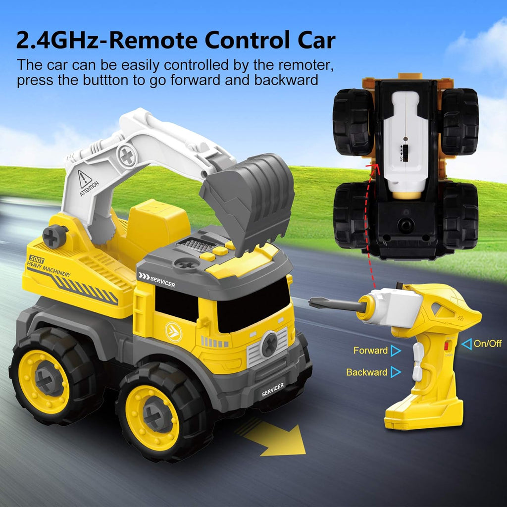 5 in one Construction Truck Take Apart Toy with Electric Drill D304