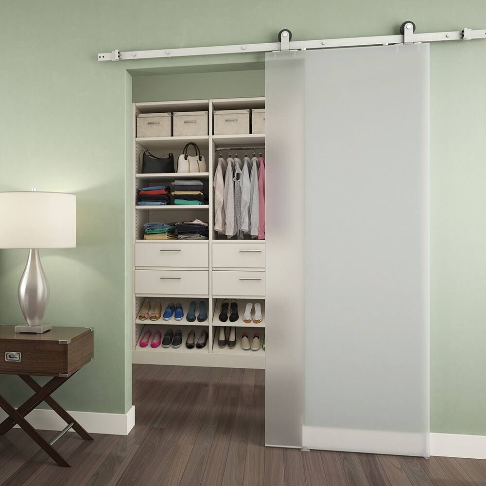 Sliding Barn Door Track and Fitting Set Satin Nickel J3361