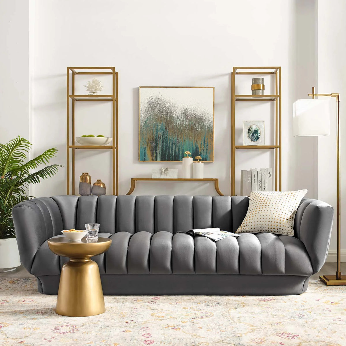 Grey Velvet Sofa J536