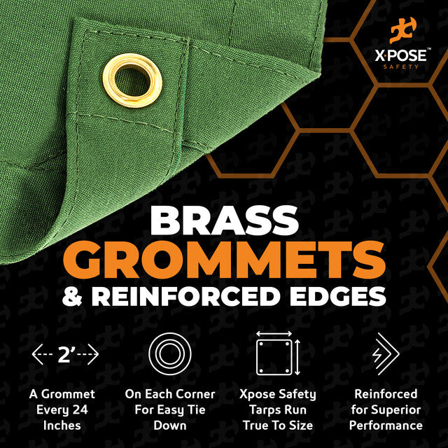 10oz Green Poly Canvas Tarp with Brass Grommets A48256