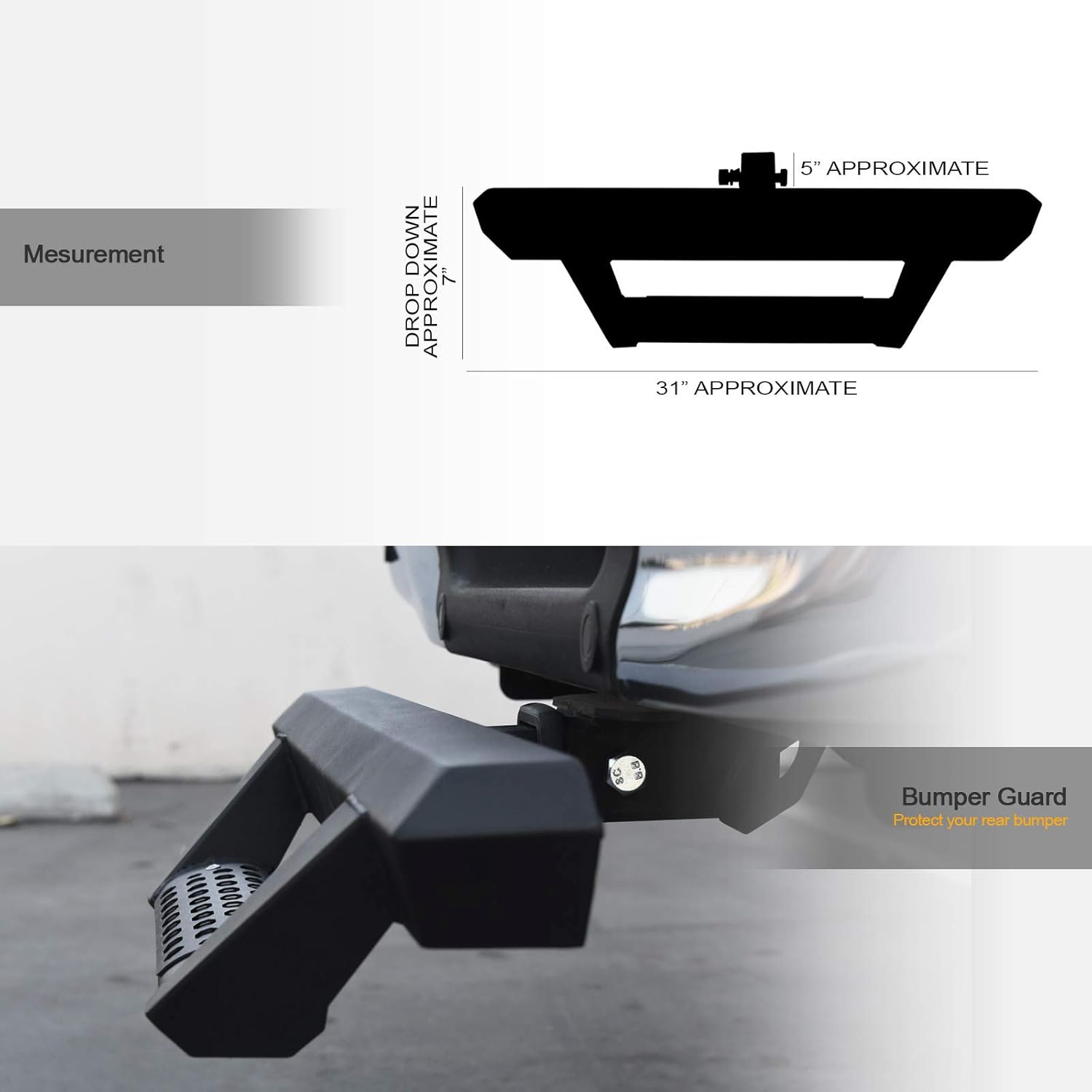 Matte Black Trailer Tow Hitch Drop Step Bar Bumper Guard Pack of 2 V838821