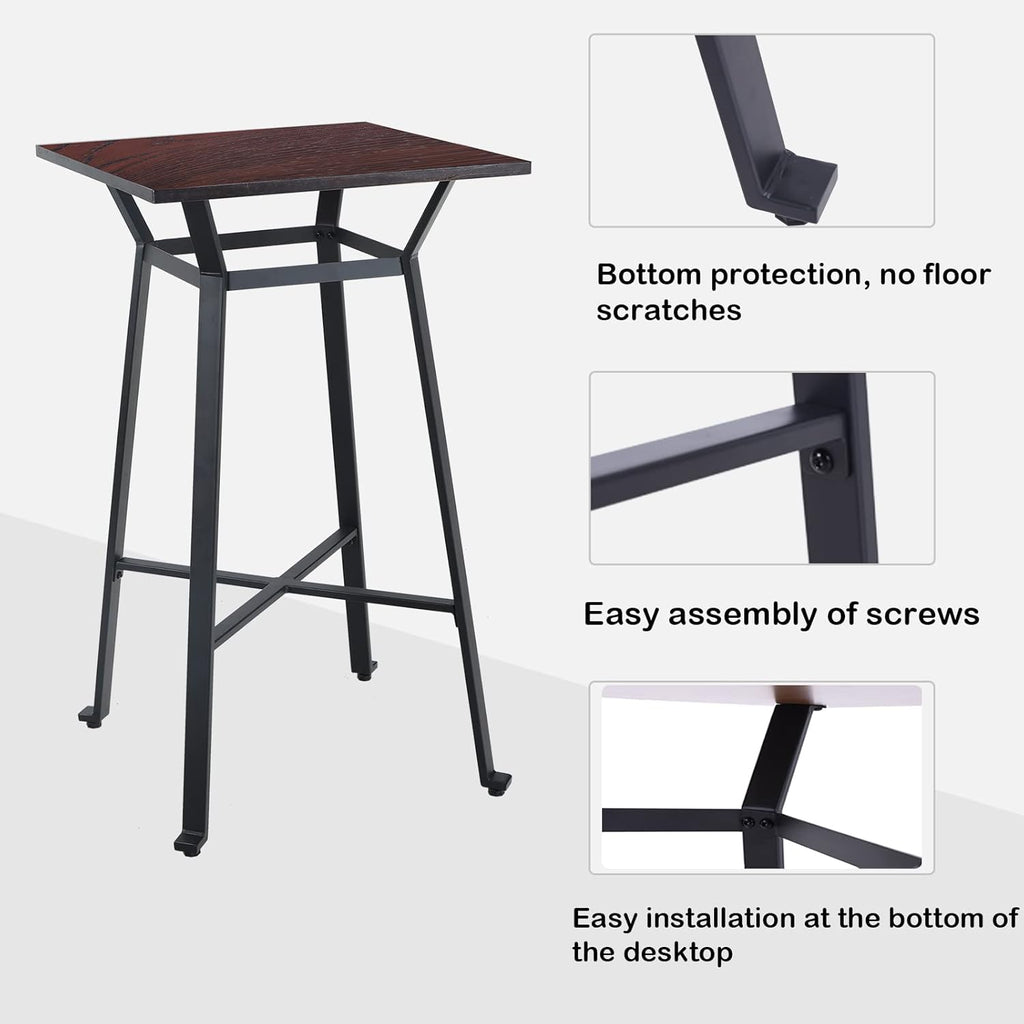 Solid Wood Square Bar Table with Metal Frame M18504