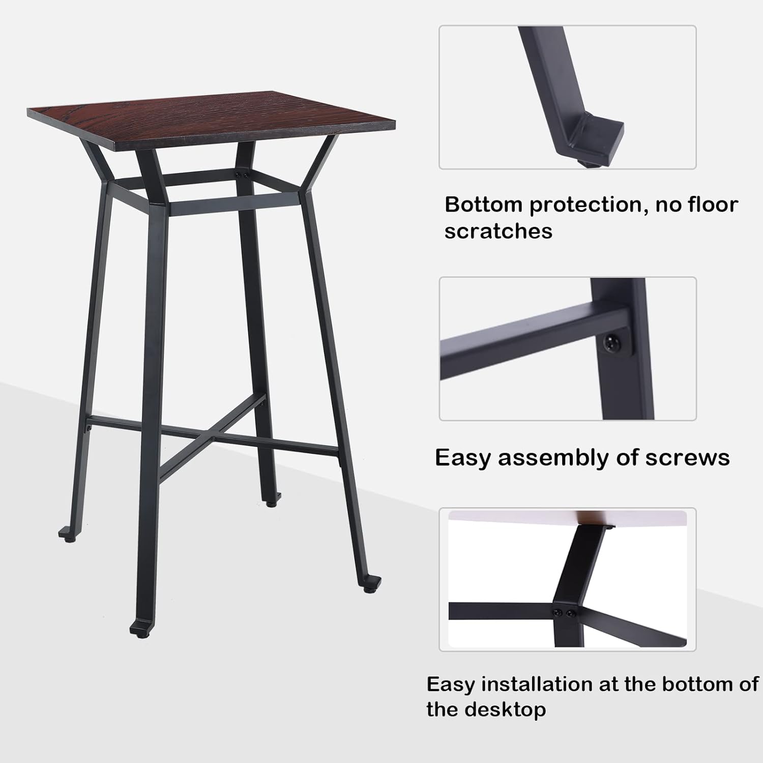 Solid Wood Square Bar Table with Metal Frame M18504