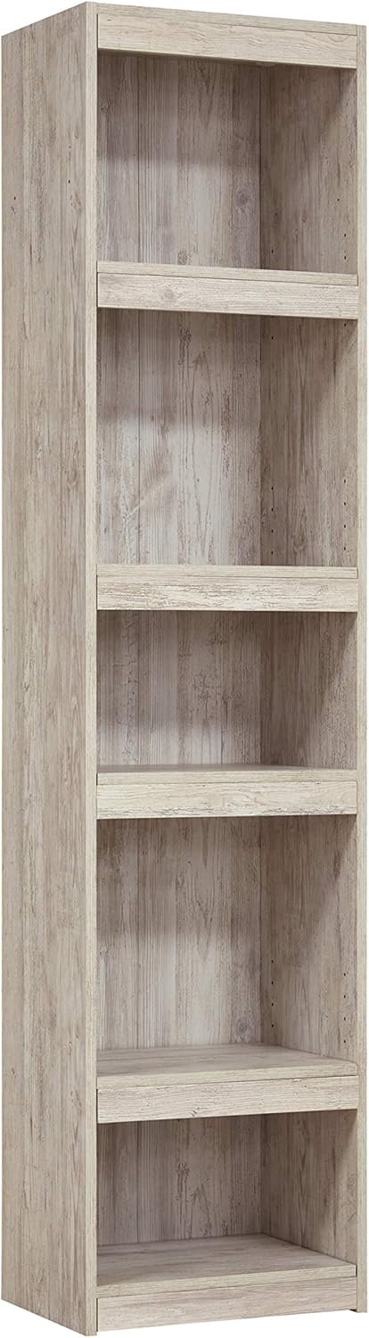 Whitewash Entertainment Center Pier Bookcase with 3 Adjustable Shelves P20967