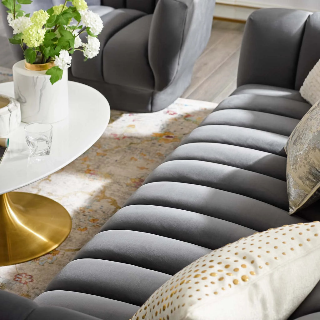 Grey Velvet Sofa J536