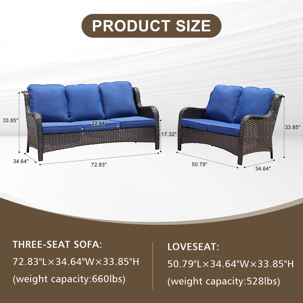 2 Pieces Outdoor Patio Wicker Sectional with Loveseat L595092