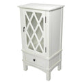 Antique White Wood Glass Accent Cabinet A884