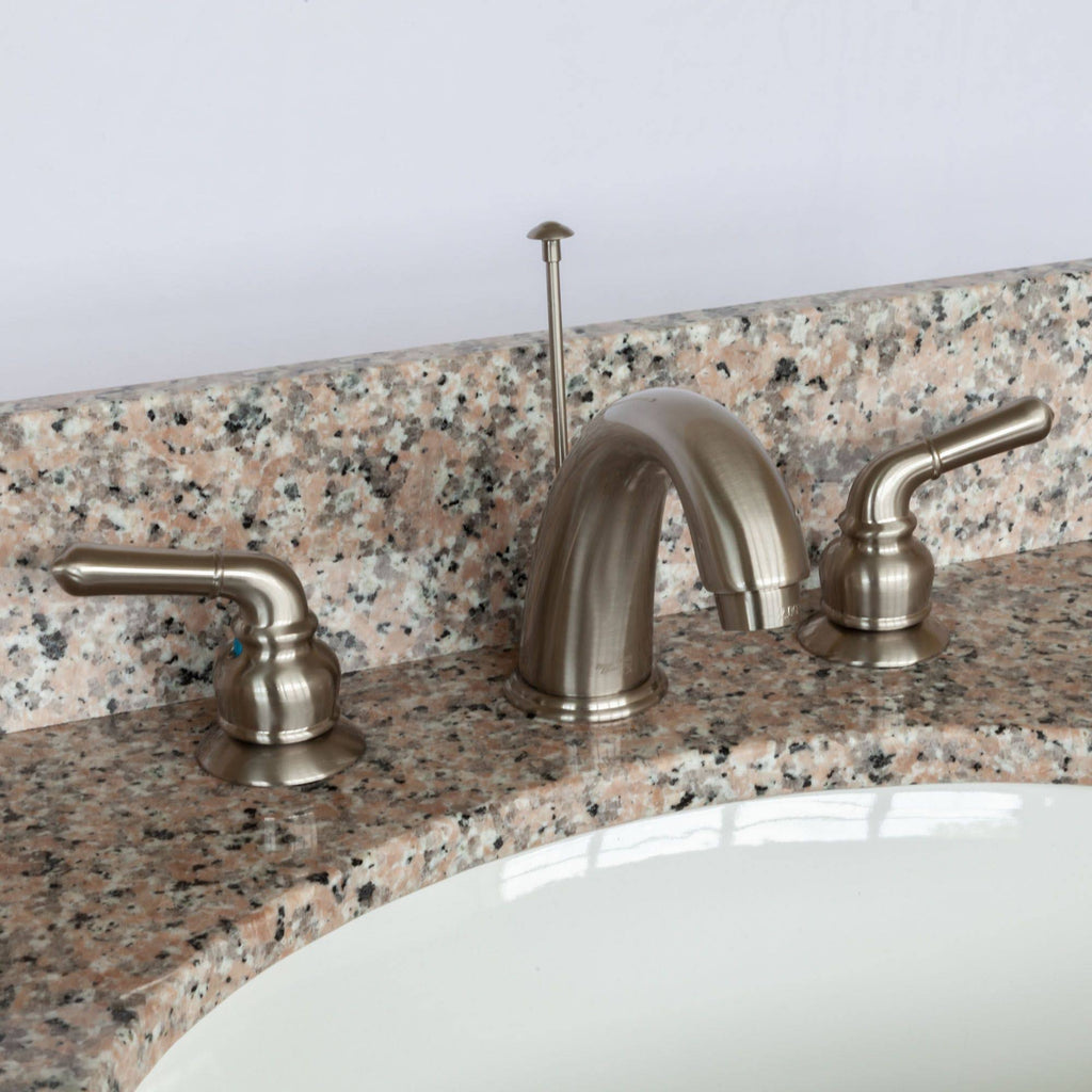 White Vanity with Burlywood Granite Top and Faucet I271